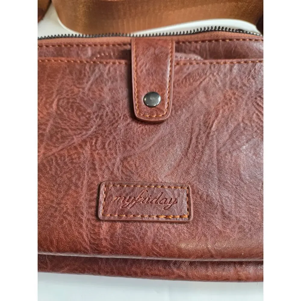 myfriday Vegan Leather Wristlet Clutch Purse Zip Around Detchable Card Holder